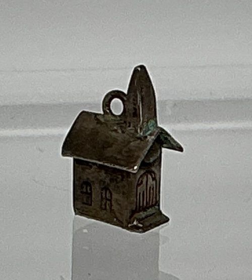 Vintage Silver Tone Small Church Charm mc031211