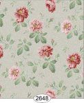 Wallpaper Rose Hill Floral Red on Dusty Green wal1648