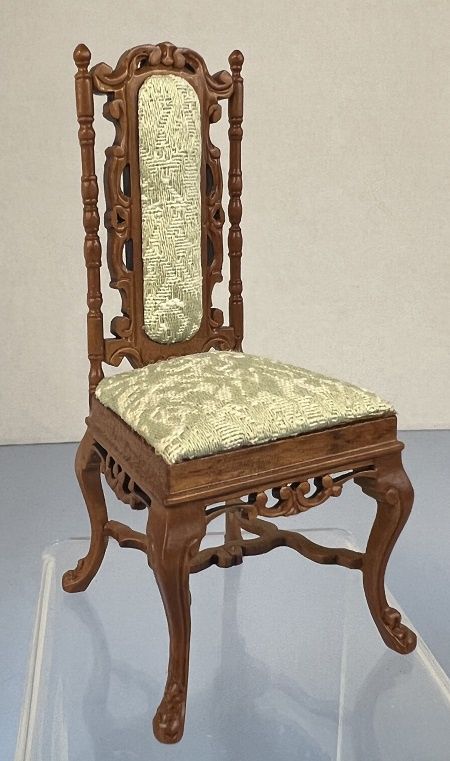 Walnut Finish Green Lacy Fabric Side Chair bes6531clgnwn