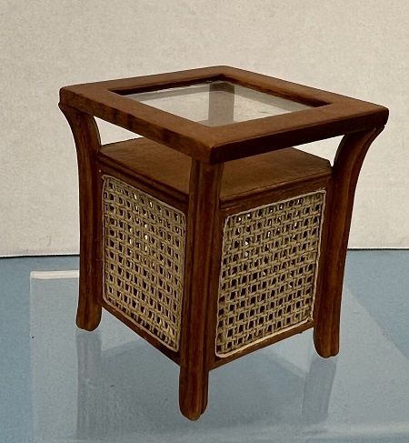 Walnut Finish Square End Table with Woven Sides BES12024WN