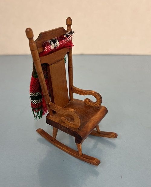 Walnut Rocking Chair with Shawl Hanging on Back mc1836x