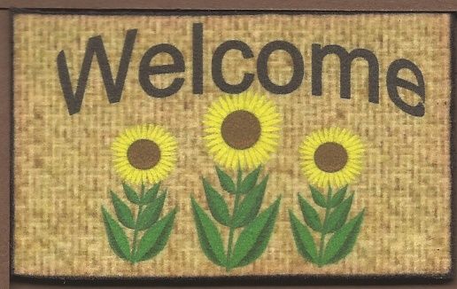 Welcome Mat - Welcome - Sunflowers 2 1/2" X 1 1/2" hw475a