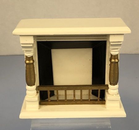 White Fireplace with Gold Accents MC05131