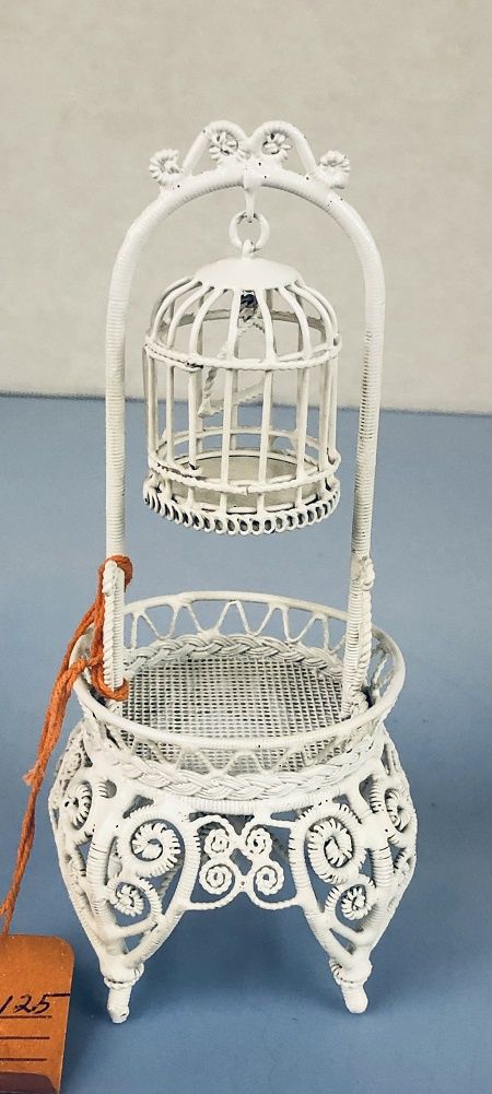 White Wire Bird Cage and Planter ewif125