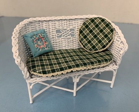 White Wire Wicker Settee MC01157