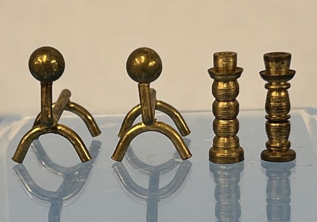 Vintage Brass Andirons and a Set of Brass Candlesticks MC06004