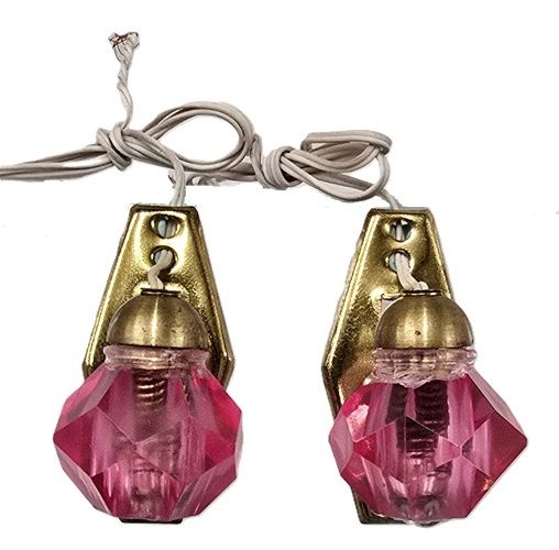 Vintage Faceted Fuschia Acrylic Pair of Wall Sconces--Wired so1915