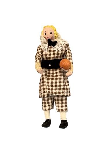 Vintage Wooden Bead Head Youth Holding a Ball MC1752x