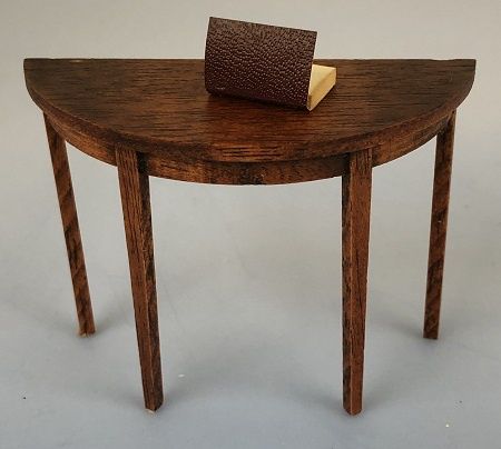 Walnut Finish Half Table with Book mc05217