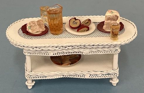 White Wire Coffee Table with Food mc1446x