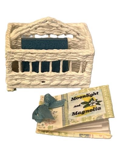 Wicker Magazine Rack with a Scrapbook mc375x