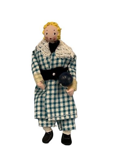 Vintage Wooden Bead Head Youth Holding a Ball MC1751x