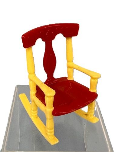 Vtg Renwal #65 mini dollhouse ROCKING CHAIR Yellow Red FURNITURE rw001