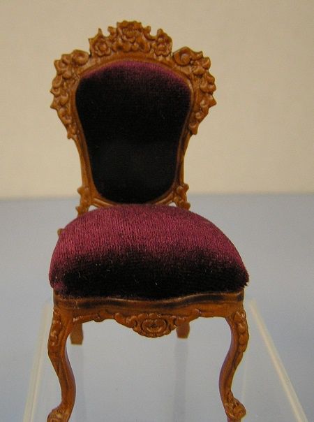 Walnut Chair With Burgundy Seat Cushion ch22057