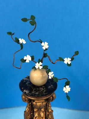 White Vining Flowers in a Porcelain Vase rr2007