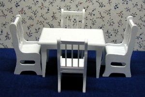 RB0021 White Table &amp; 4 Chairs 5pc set