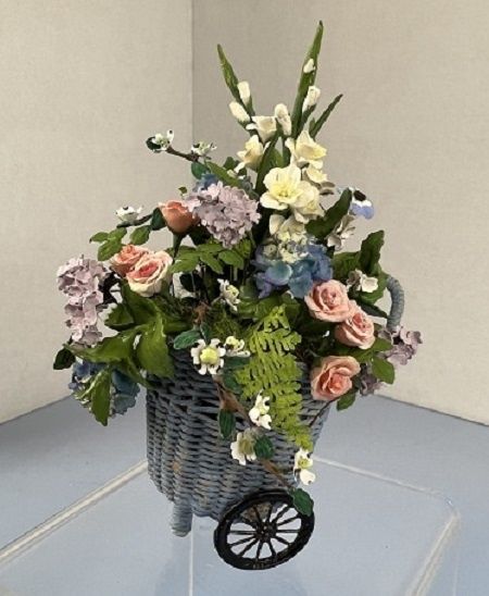 Wicker Cart with Flowers mc04192