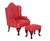 TSMM0859 Wing Chair, Red, and Footstool