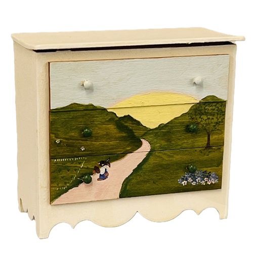 Wood chest with handpainted scene on the front mc1490x