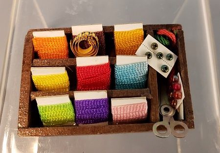 Wooden Box Filled with Sewing Threads MC00237