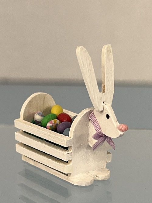 Wood Bunny Box Filled with Eggs mc223x