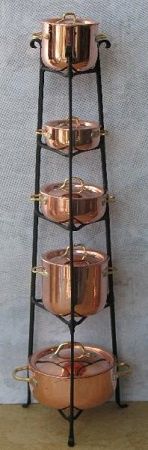 Wrought Iron Standing Pot Rack with 5 pots jg46-1