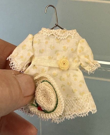 Yellow Flowered Dress and Hat mn315
