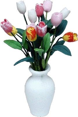 Dozen Tulips in White Vase BDa239