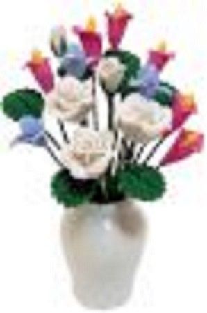White Roses, Lilies &amp; Irises in White Vase BDa095