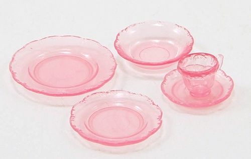 5 Piece Depression Dinnerware Set, Pink CB132P