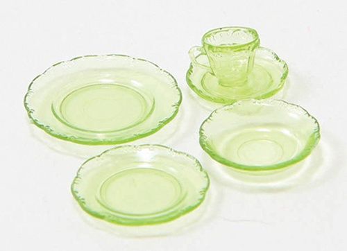 5 Piece Depression Dinnerware Set, Green CB132G