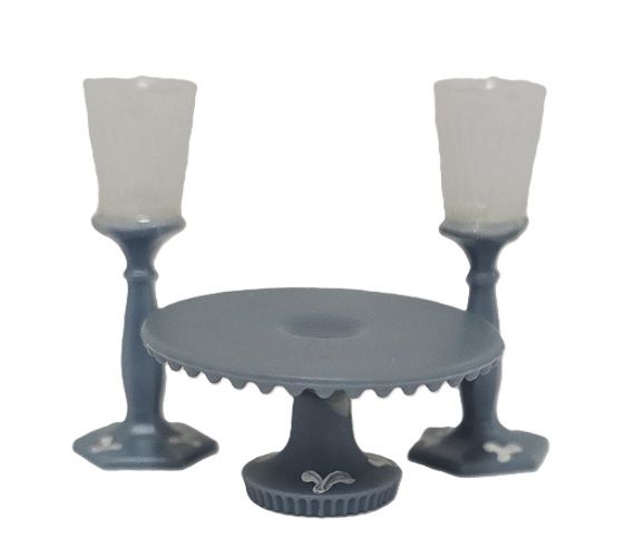 Blue Candlesticks and Cake Stand CB4380