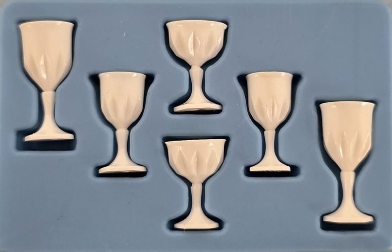 6 Piece "Cut" Stemware Set, White Milk Glass CB110MG