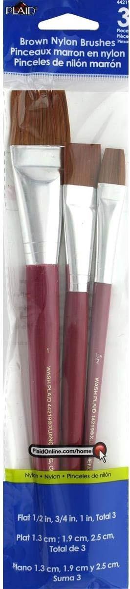 PLD44219 Plaid Flat Brush Set, 3pc