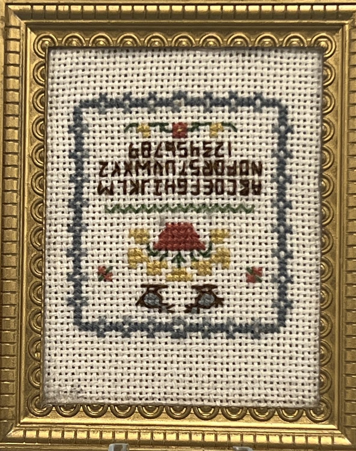 Cross Stitch Sampler w/Basket/Birds