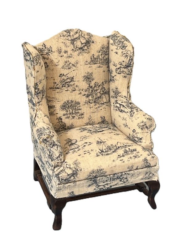 Vintage Toile blue/white on old Bespaq Chair