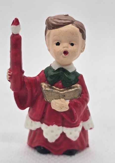 Vintage Caroler Boy with Candle Figure