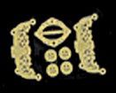 CAT13B Brass Purse Frame Set, 4 Buttons &amp; Buckle