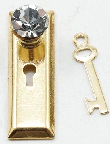 CLA05686 Crystal Classic Knob with Key, Brass, 2Pk