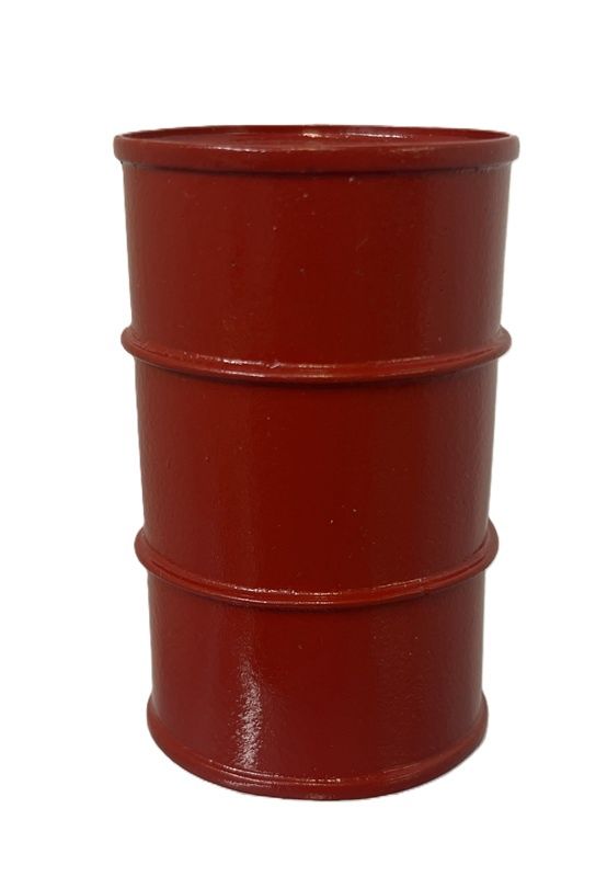 Red B55 gallon oil drum