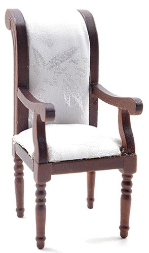 CLA10945 Armchair, Walnut with White Fabric