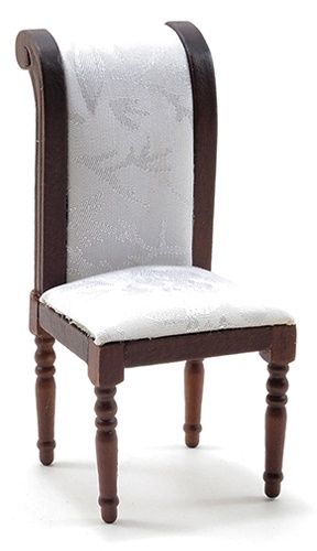 CLA10944 Side Chair, Walnut with White Fabric