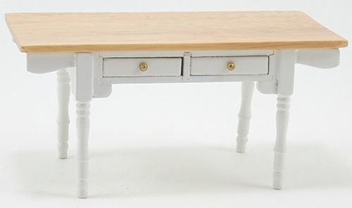 CLA00552 White Vermont Table With Oak Top