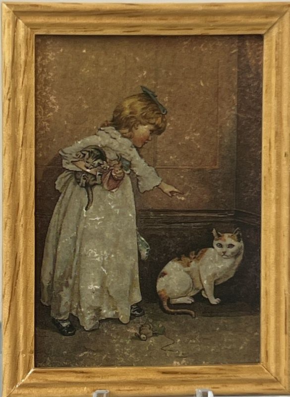 Framed Print of girl with cat