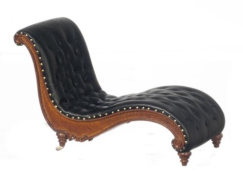 ART DECO CHAISE/BLK/WALN