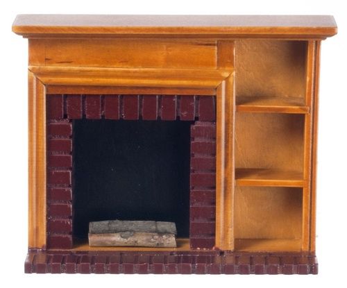 Walnut Fireplace w/ Shelves