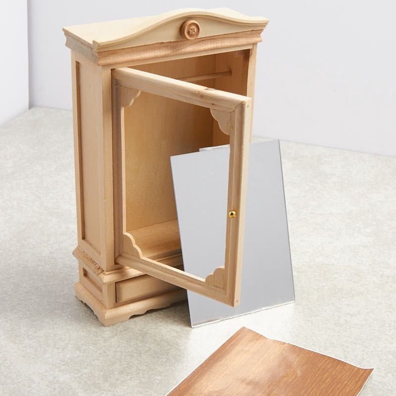Miniature Unfinished Wood Wardrobe