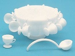 Punch Bowl and Cups in White