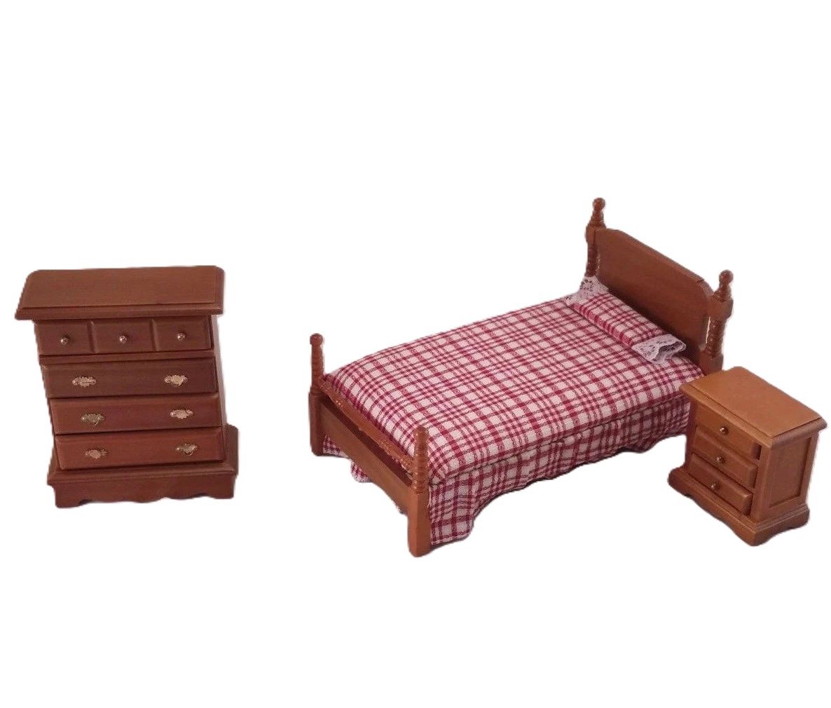 Bedroom Bed Set 3pc  wooden walnut