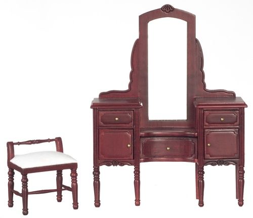 AZT3033 VANITY W/STOOL &amp; MIRROR, MAHOGANY